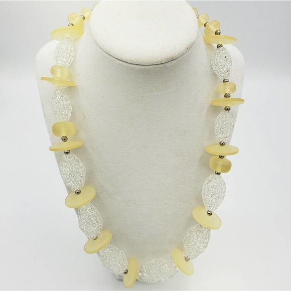 Vintage Statement Necklace | Yellow & Clear Beads - Picture 2 of 4